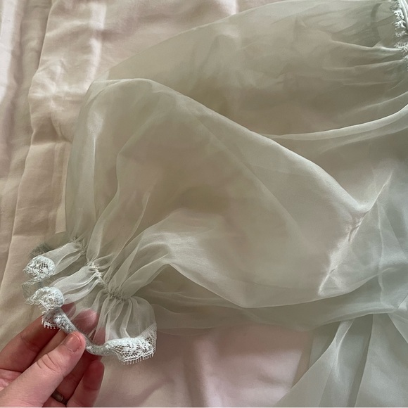 vintage lace puff sleeve embellished slip dress and coverup - Picture 10 of 10